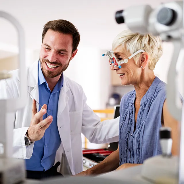 optometrist with patient